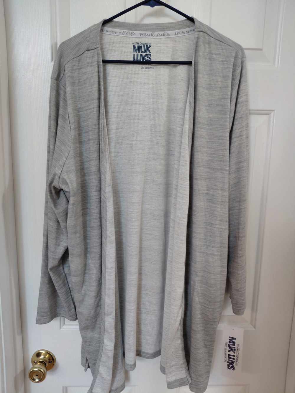 MUK LUKS Women's Light Gray Open-Front Cardigan Sweater